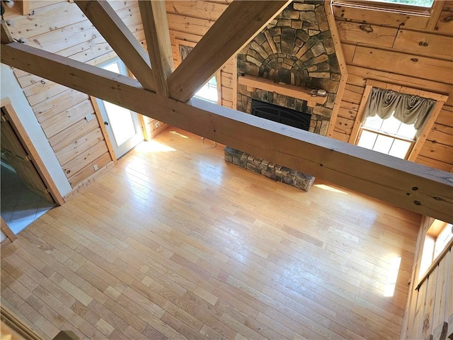 459 Big Knob Rd, New Sewickley Twp, PA 15074 - detailed view of wood finished floors and a fireplace