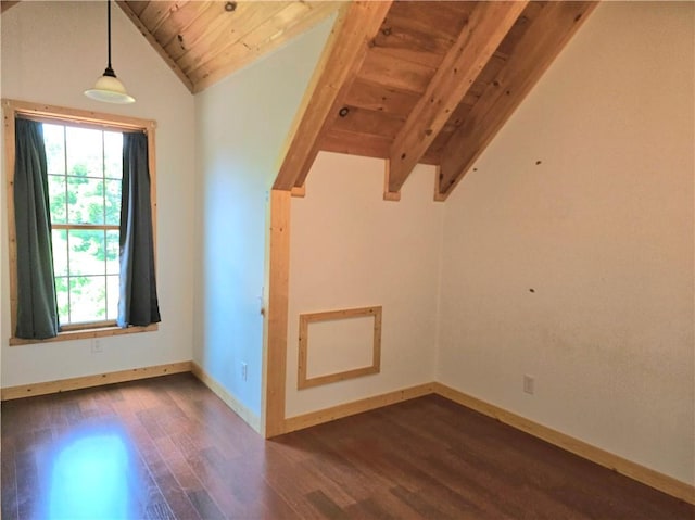 459 Big Knob Rd, New Sewickley Twp, PA 15074 - unfurnished room featuring wood ceiling and dark wood-type flooring