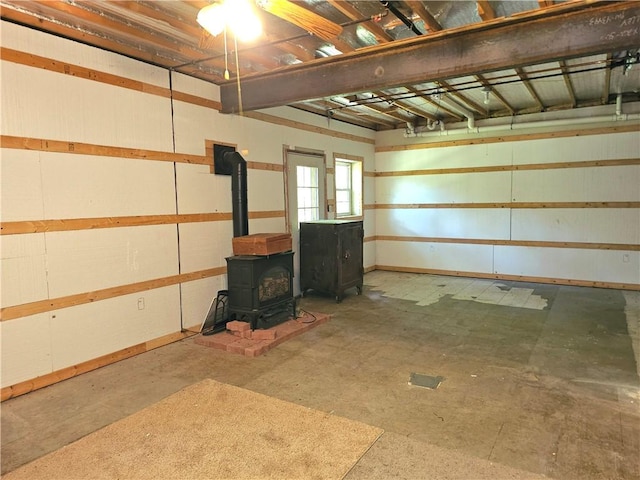 459 Big Knob Rd, New Sewickley Twp, PA 15074 - garage with a wood stove