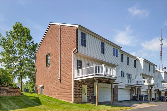 371 Marshall Heights Dr, Marshall, PA 15090 - back of property with brick siding, a garage, a yard, and asphalt driveway