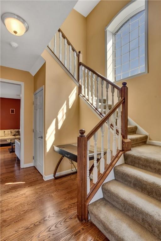371 Marshall Heights Dr, Marshall, PA 15090 - staircase featuring wood finished floors and baseboards