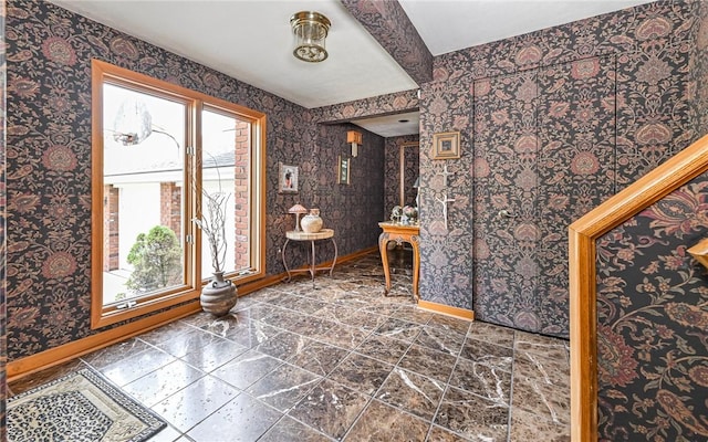 130 Killarney Rd, Pine Twp, PA 15090 - entrance foyer with baseboards and wallpapered walls