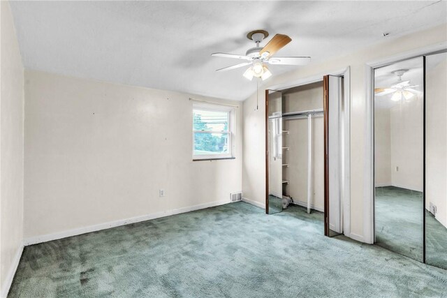 3405 Willett Rd, Baldwin Boro, PA 15227 - unfurnished bedroom with carpet flooring, two closets, and ceiling fan