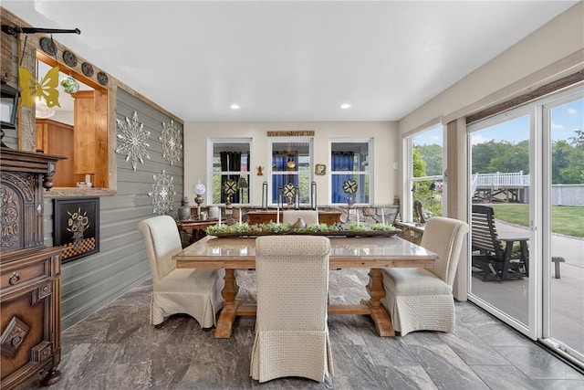 160 Railroad St, Hempfield Twp, PA 15665 - dining area featuring marble finish flooring and recessed lighting