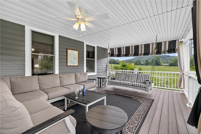 160 Railroad St, Hempfield Twp, PA 15665 - deck with an outdoor hangout area and a ceiling fan