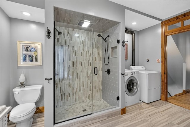 160 Railroad St, Hempfield Twp, PA 15665 - full bath featuring washing machine and dryer, a shower stall, and recessed lighting