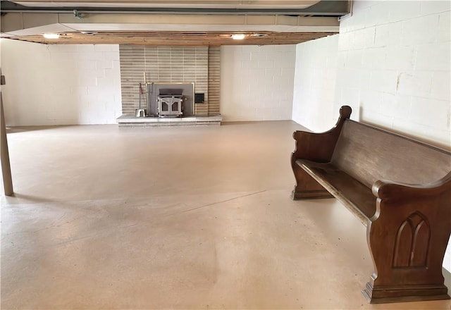 1215 Center Rd, Monaca, PA 15061 - finished basement with a wood stove