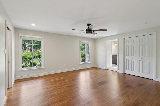 200 Neville, Edgeworth, PA 15143 - unfurnished bedroom featuring wood finished floors, recessed lighting, a ceiling fan, and connected bathroom