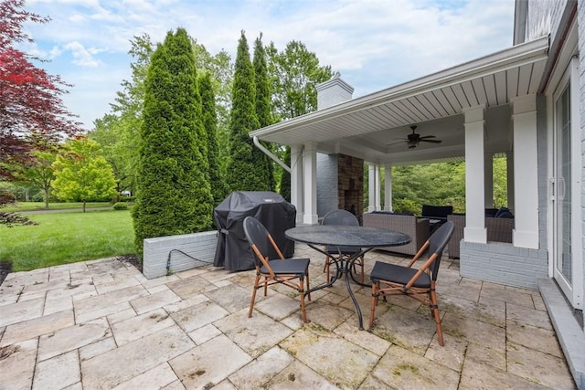 200 Neville, Edgeworth, PA 15143 - view of patio / terrace with a ceiling fan, a grill, and outdoor dining area