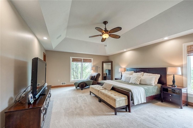 522 Salem Hts, Pine Twp, PA 15044 - bedroom featuring light colored carpet, a raised ceiling, recessed lighting, and a ceiling fan