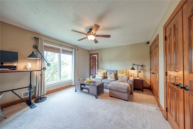 522 Salem Hts, Pine Twp, PA 15044 - bedroom with light carpet, a textured ceiling, and a ceiling fan