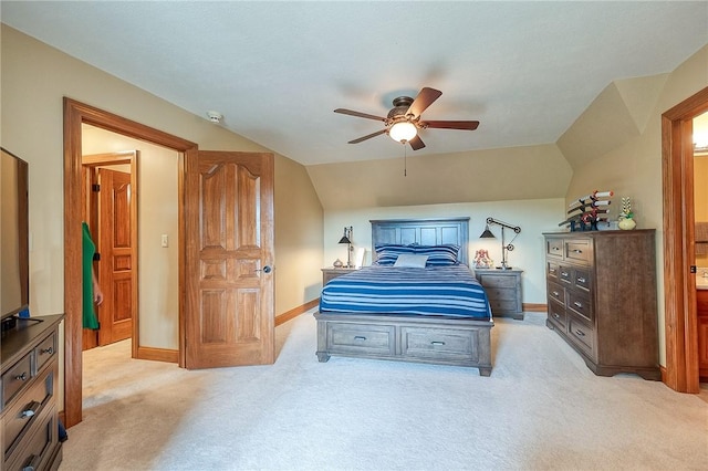 522 Salem Hts, Pine Twp, PA 15044 - bedroom featuring light carpet, lofted ceiling, and a ceiling fan