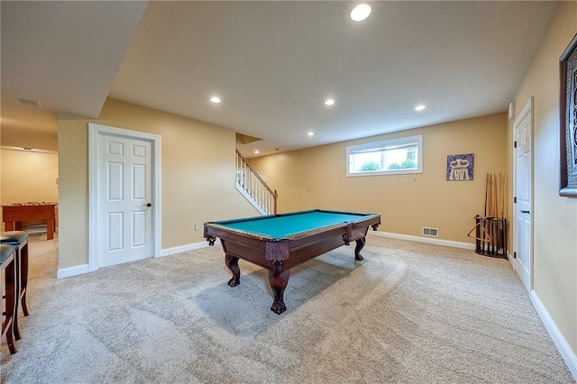 522 Salem Hts, Pine Twp, PA 15044 - rec room featuring billiards, recessed lighting, and light colored carpet
