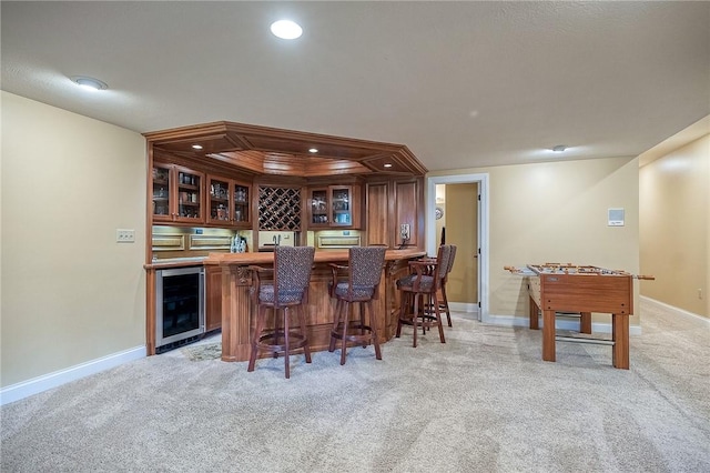 522 Salem Hts, Pine Twp, PA 15044 - indoor bar featuring beverage cooler, light colored carpet, recessed lighting, oven, and a raised ceiling