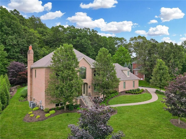 522 Salem Hts, Pine Twp, PA 15044 - view of front of house with a front yard and a chimney
