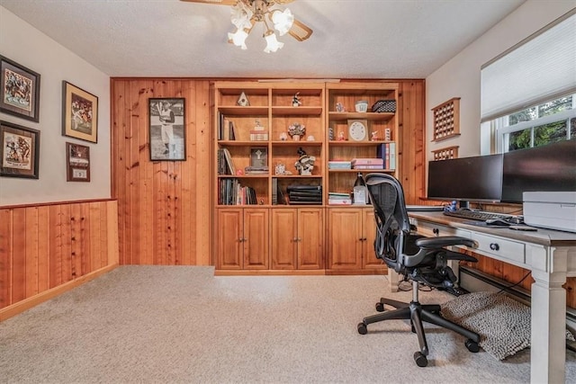 27 Watson St, Leet Twp, PA 15143 - office space with ceiling fan, wooden walls, carpet flooring, and wainscoting