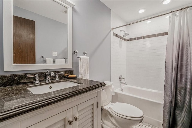 27 Watson St, Leet Twp, PA 15143 - full bath with shower / bathtub combination with curtain, vanity, and recessed lighting