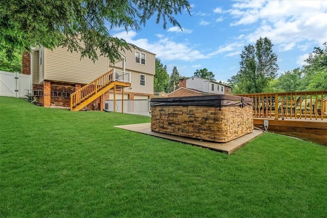 27 Watson St, Leet Twp, PA 15143 - fenced backyard featuring a wooden deck and stairs