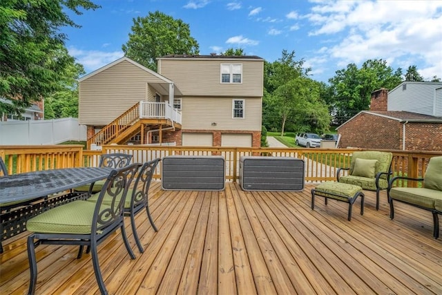 27 Watson St, Leet Twp, PA 15143 - wooden deck featuring stairway, an outdoor hangout area, and outdoor dining space