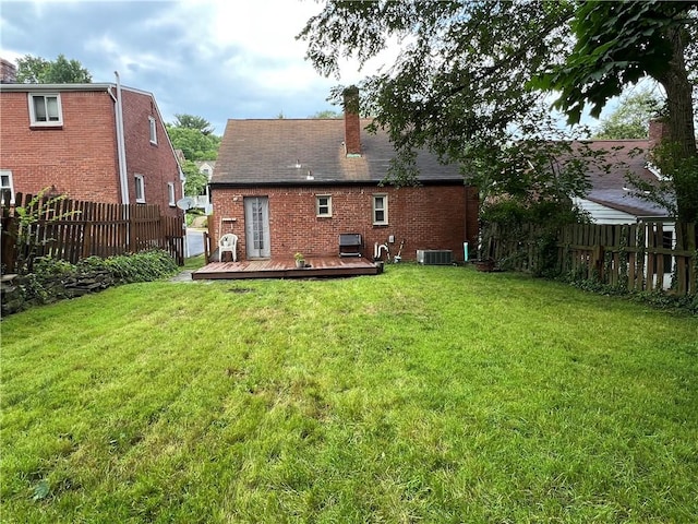 716 Vallevista Ave, Mt Lebanon, PA 15234 - back of property featuring a wooden deck, a chimney, and brick siding