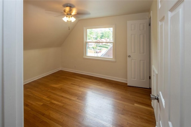 111 E Manilla, Green Tree, PA 15220 - additional living space with wood-type flooring, lofted ceiling, and ceiling fan