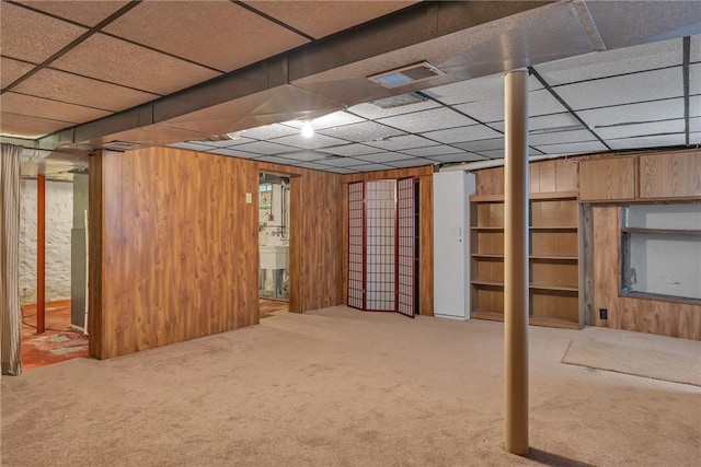 248 Shaffer Rd, North Sewickley Twp, PA 15010 - finished below grade area with carpet, a paneled ceiling, and wooden walls