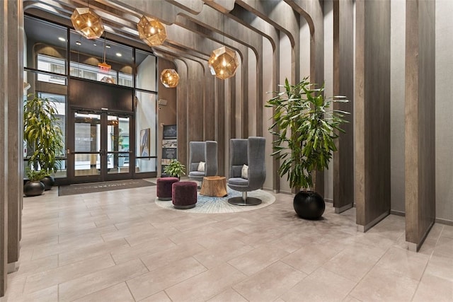 350 Oliver Ave Unit 1301/1401, Downtown Pgh, PA 15222 - common area with a high ceiling and wooden walls