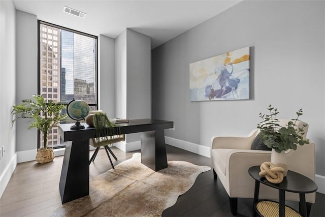 350 Oliver Ave Unit 1301/1401, Downtown Pgh, PA 15222 - office with dark wood-style floors and expansive windows