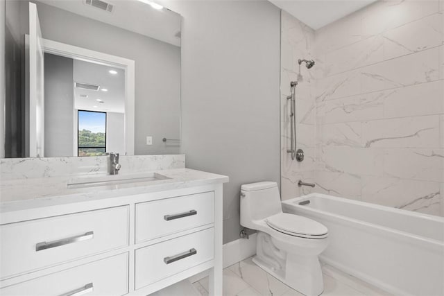 350 Oliver Ave Unit 1301/1401, Downtown Pgh, PA 15222 - full bath featuring vanity, shower / tub combination, and marble look tile flooring
