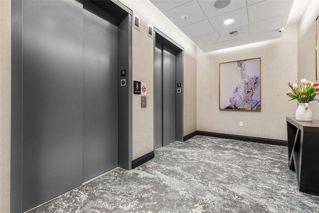 350 Oliver Ave Unit 1301/1401, Downtown Pgh, PA 15222 - hall with elevator and a paneled ceiling