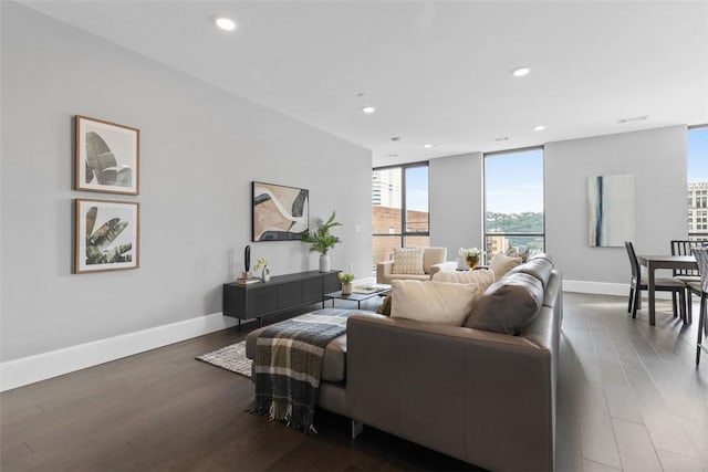 350 Oliver Ave Unit 1301/1401, Downtown Pgh, PA 15222 - living area featuring wood finished floors and recessed lighting