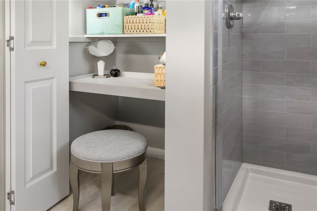 706 Williamsburg Ct, Cranberry Twp, PA 16066 - full bathroom featuring a stall shower and wood finished floors