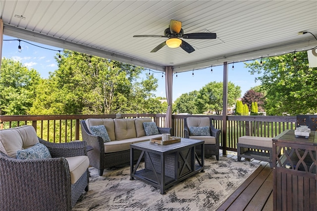 706 Williamsburg Ct, Cranberry Twp, PA 16066 - deck featuring an outdoor living space and ceiling fan