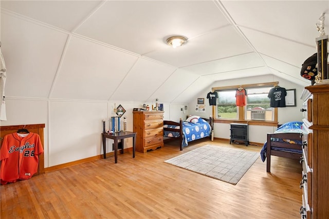 1171 Dividing Ridge Rd, Allegheny Twp, PA 15538 - bedroom with light wood-style floors, vaulted ceiling, and cooling unit