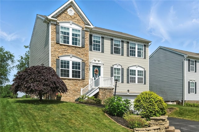 412 Colt Cir, Findlay Twp, PA 15026 - view of front of house featuring stone siding and a front lawn