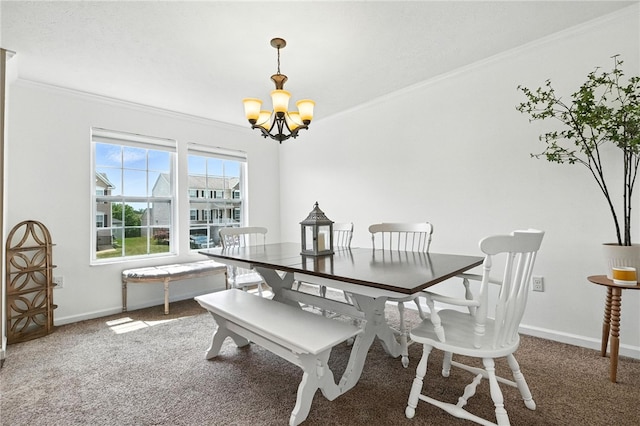 412 Colt Cir, Findlay Twp, PA 15026 - dining area with a chandelier, ornamental molding, and carpet floors