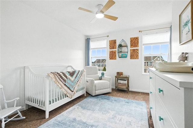 412 Colt Cir, Findlay Twp, PA 15026 - bedroom featuring carpet, a crib, and a ceiling fan