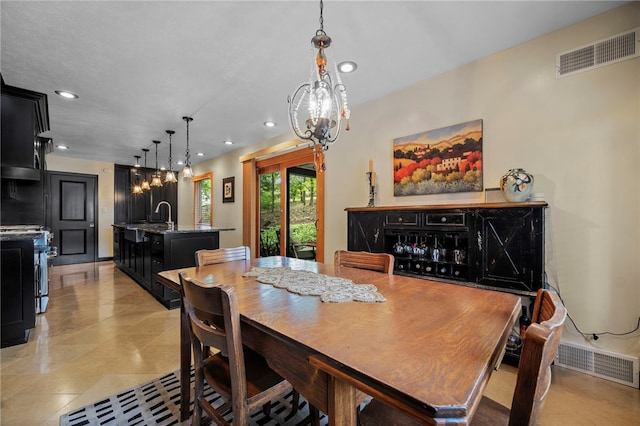 101 Jane Kirk Ct, Center Twp, PA 15001 - dining room featuring recessed lighting, a chandelier, and light tile patterned floors