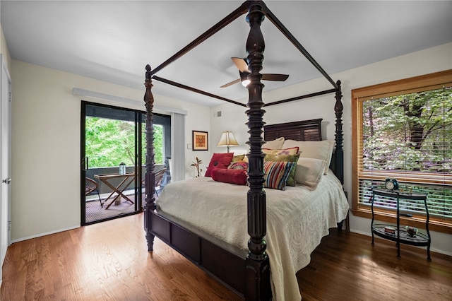 101 Jane Kirk Ct, Center Twp, PA 15001 - bedroom featuring access to exterior, wood finished floors, and a ceiling fan