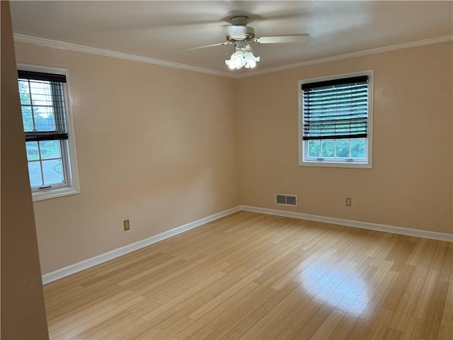 2350 Mount Vernon Ave, Murrysville, PA 15632 - unfurnished room with light wood-type flooring, ceiling fan, and ornamental molding