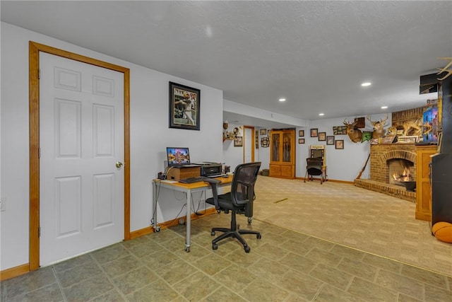 2203 14th St, Patterson Twp, PA 15010 - office featuring a fireplace and recessed lighting