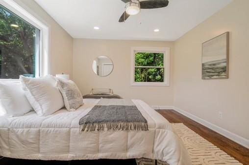 228 Kuehn Dr, Penn Twp, PA 15085 - bedroom featuring wood finished floors, a ceiling fan, and recessed lighting