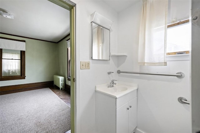 425 Concord Ave, City Of Greensburg, PA 15601 - bathroom featuring radiator heating unit and vanity
