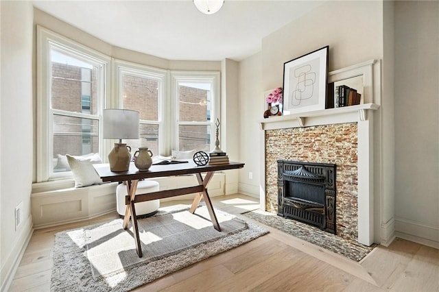 605 N Beatty, East Liberty, PA 15206 - office area with wood finished floors and a tile fireplace
