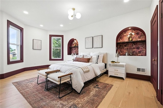 605 N Beatty, East Liberty, PA 15206 - bedroom featuring light wood-style flooring and recessed lighting