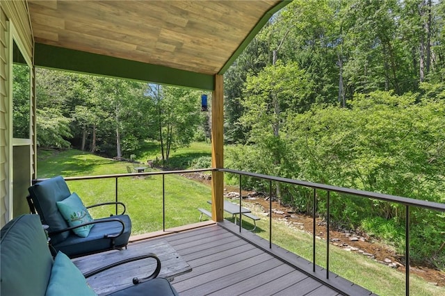 171 Fetter Ln, Ligonier Twp, PA 15658 - wooden terrace featuring a lawn