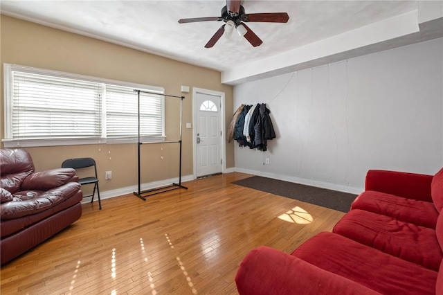 98 S 9th St, South Side, PA 15203 - living area featuring ceiling fan and wood finished floors