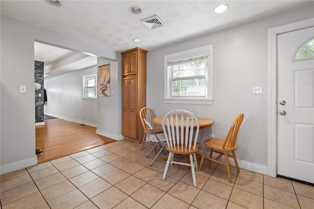 98 S 9th St, South Side, PA 15203 - dining area featuring light tile patterned flooring, plenty of natural light, and recessed lighting