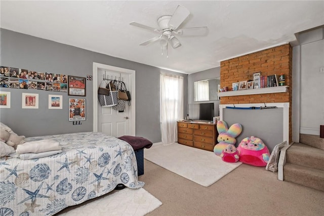 98 S 9th St, South Side, PA 15203 - carpeted bedroom featuring a ceiling fan