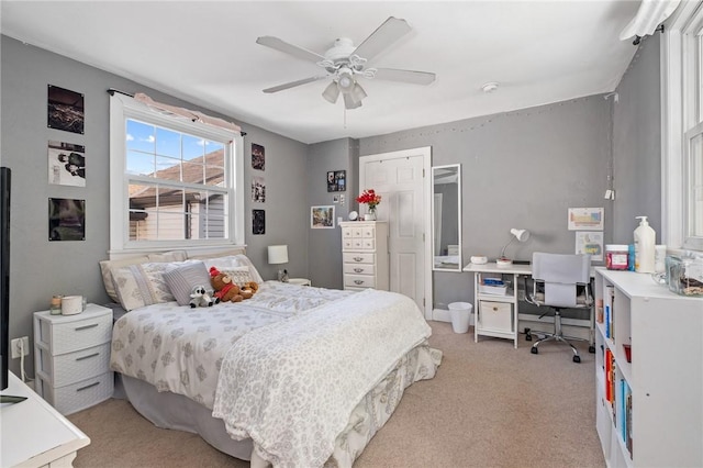98 S 9th St, South Side, PA 15203 - bedroom featuring light carpet, a desk, and ceiling fan